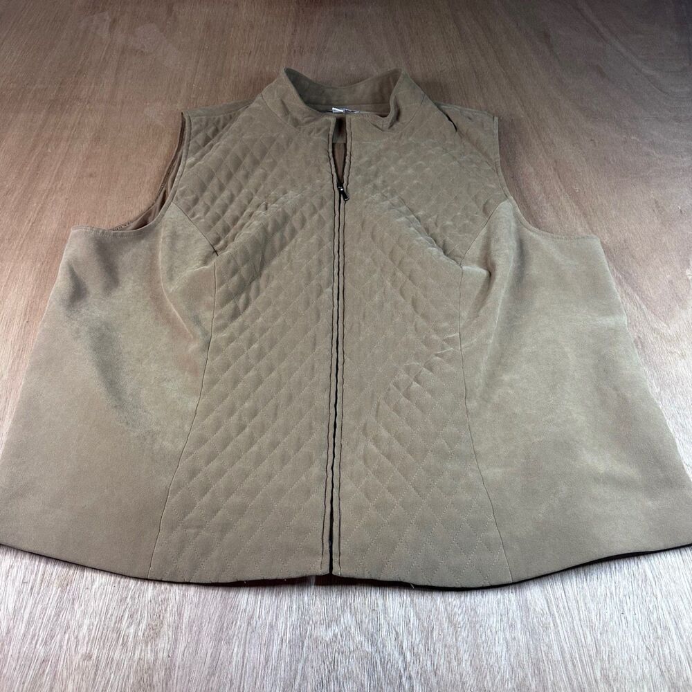 JM Collection‎ Women’s Quilted Vest Brown Zip Front Sleeveless Size 24W